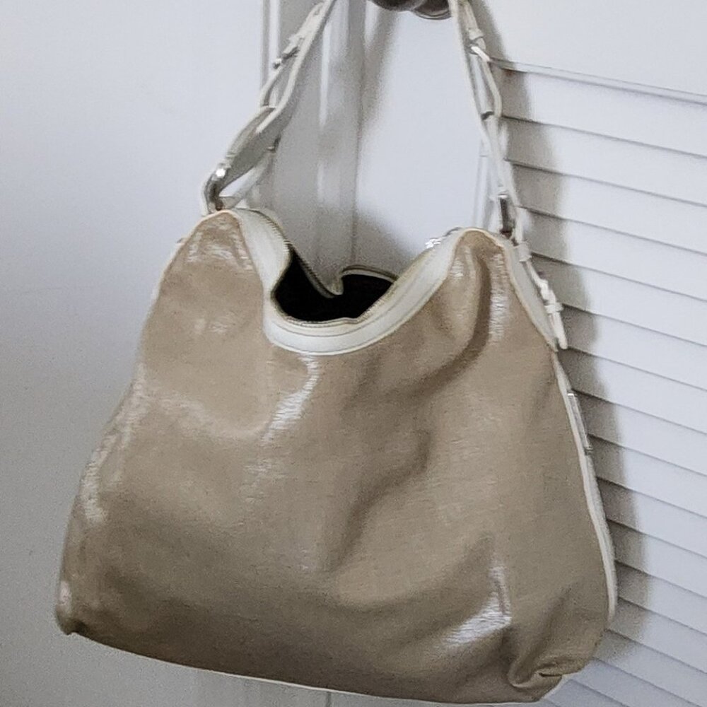 Antonio Melani Hobo Leather Trimmed Bag - Sand